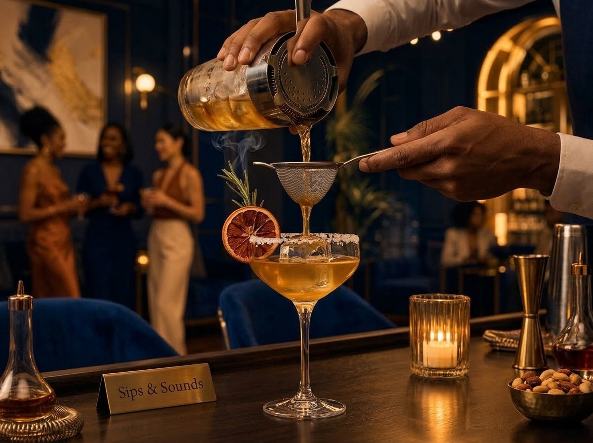 Crafted cocktails, selected wines and nonalcoholic options