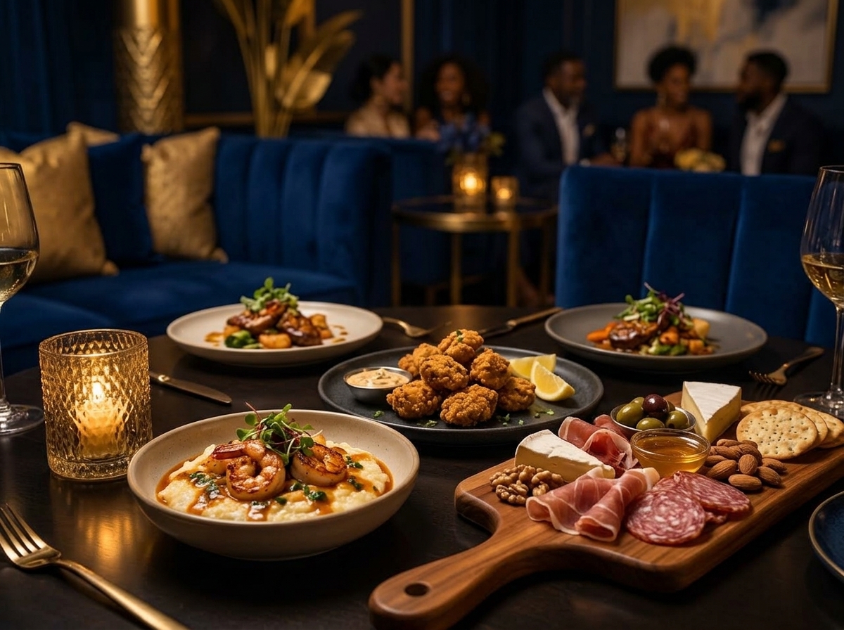 Elevated small plates and charcuterie served in the candlelit lounge